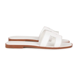 Hermes Oran Sandals White Box Calfskin 38