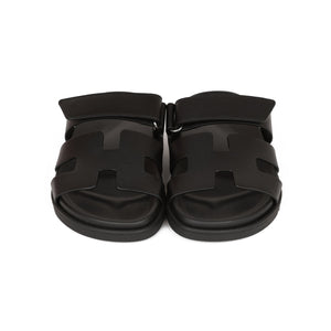 Hermes Chypre Sandals Black Calfskin 37