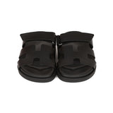 Hermes Chypre Sandals Black Calfskin 37