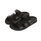 Hermes Chypre Sandals Black Calfskin 37