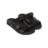 Hermes Chypre Sandals Black Calfskin 37