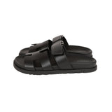 Hermes Chypre Sandals Black Calfskin 37