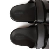 Hermes Chypre Sandals Black Calfskin 37