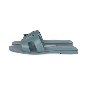 Hermes Oran Sandals Bleu Pinede Box Calfskin 38