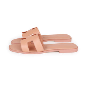 Hermes Oran Sandals Rouge Blush Box Calfskin 38