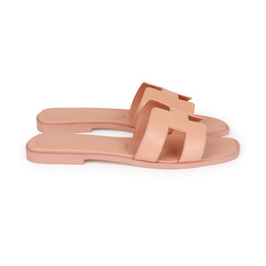 Hermes Oran Sandals Rouge Blush Box Calfskin 38