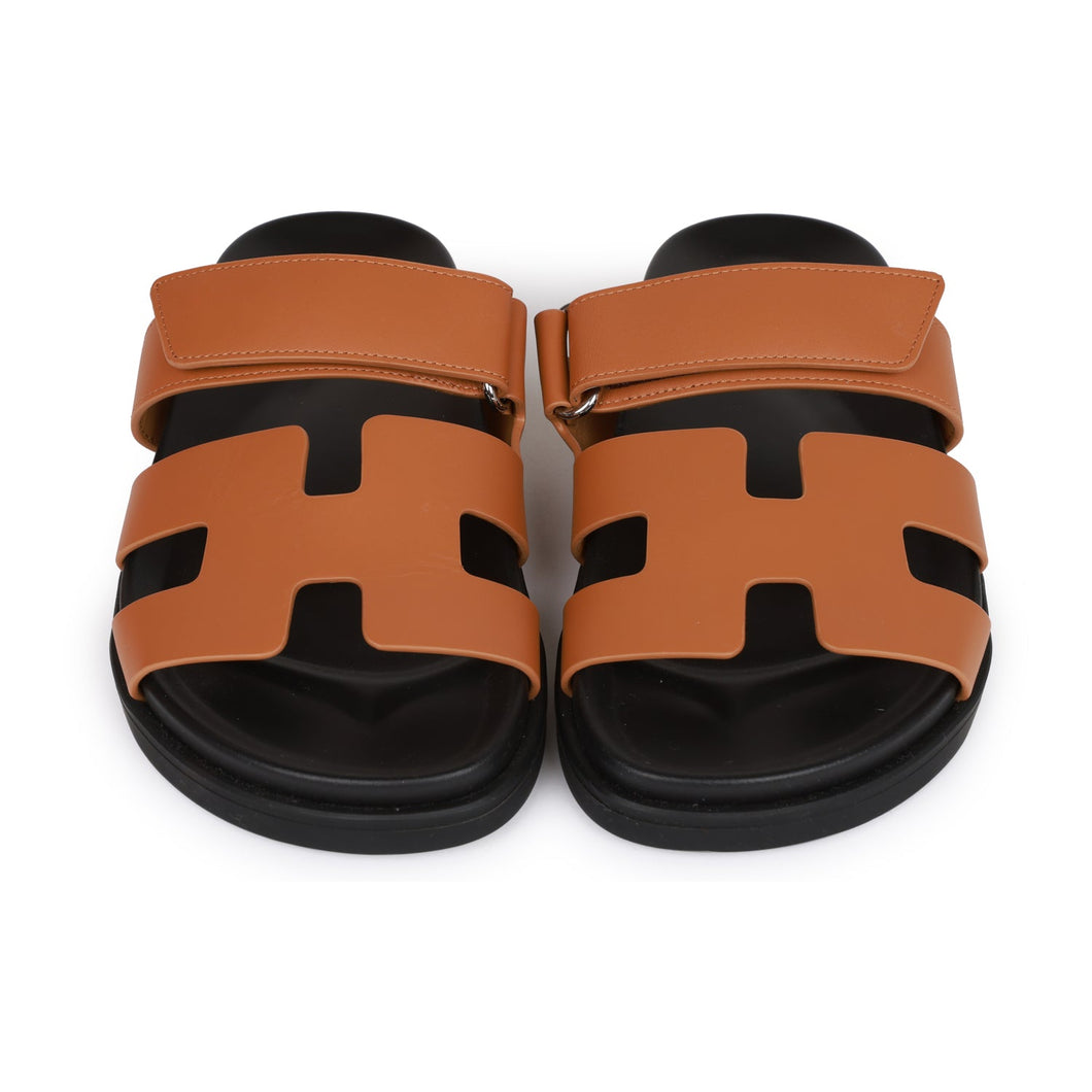 Hermes Chypre Sandals Gold Calfskin 37