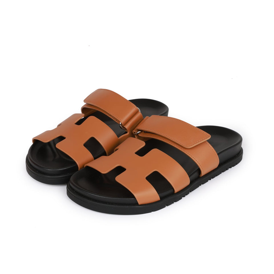 Hermes Chypre Sandals Gold Calfskin 37