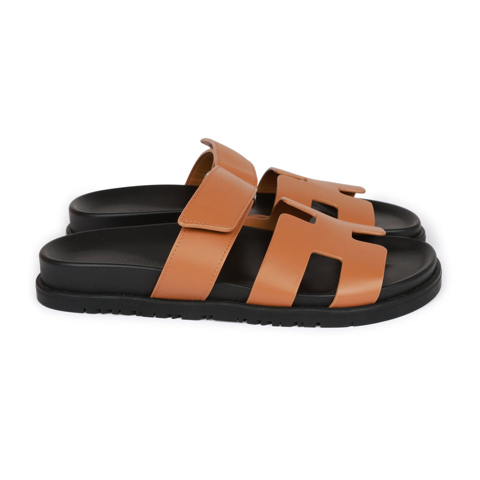 Hermes Chypre Sandals Gold Calfskin 37