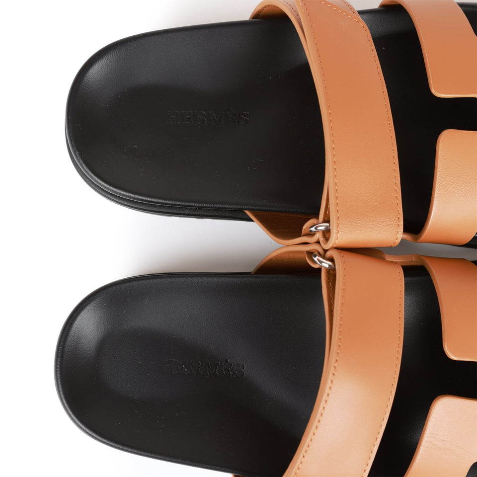 Hermes Chypre Sandals Gold Calfskin 37