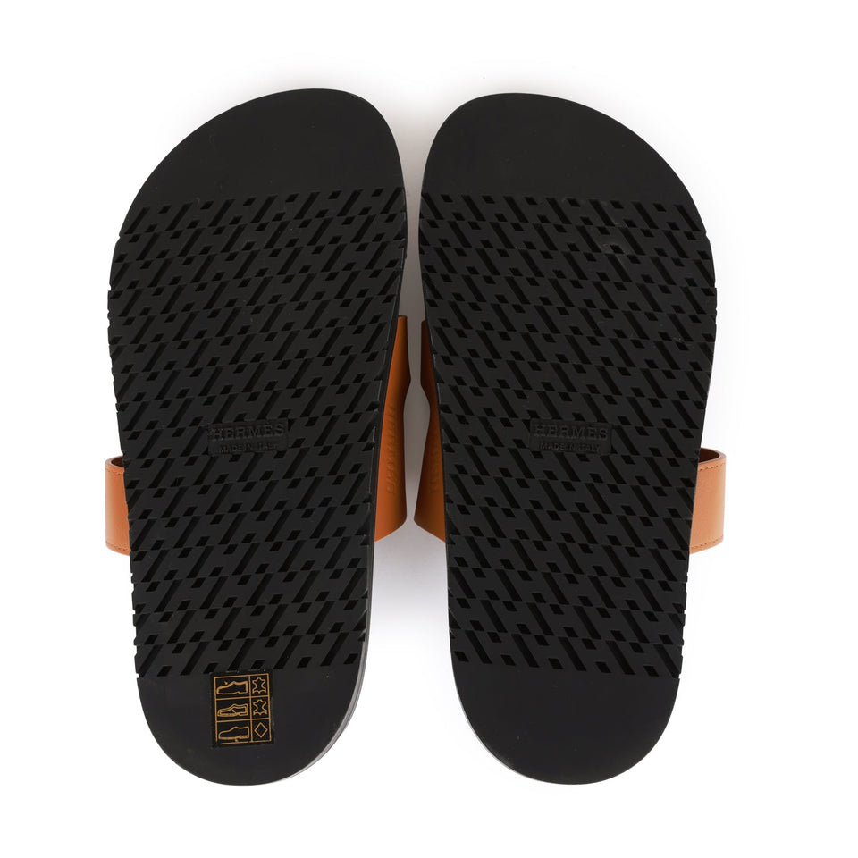 Hermes Chypre Sandals Gold Calfskin 37