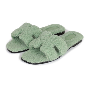 Hermes Oran Sandals Vert D'eau Woolskin 41