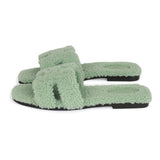 Hermes Oran Sandals Vert D'eau Woolskin 41