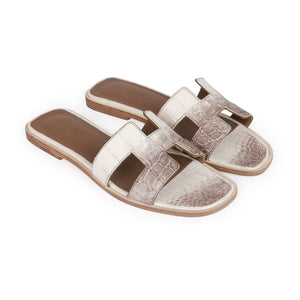 Hermes Oran Sandals Himalaya Niloticus Crocodile 36