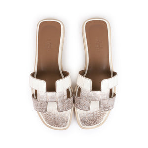 Hermes Oran Sandals Himalaya Niloticus Crocodile 36