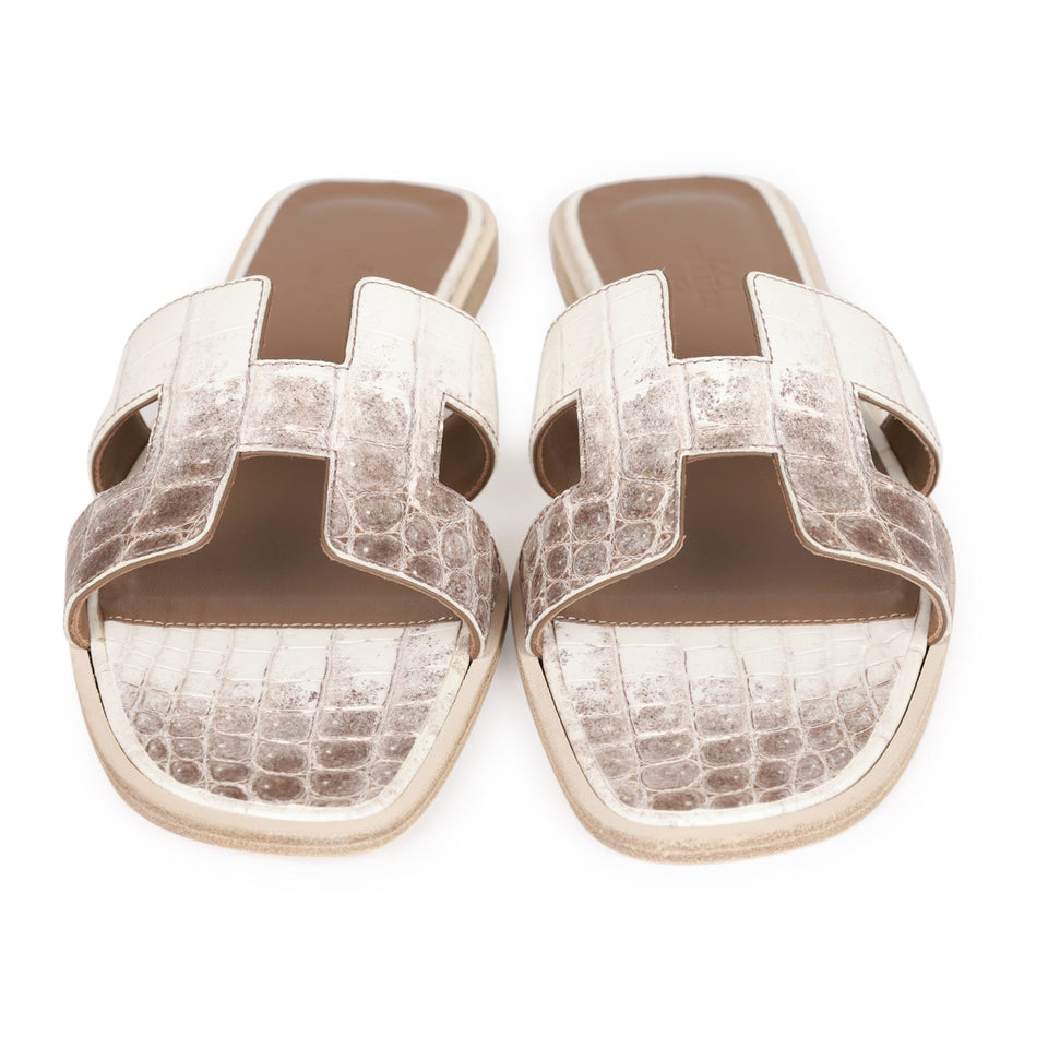 Hermes Oran Sandals Himalaya Niloticus Crocodile 38