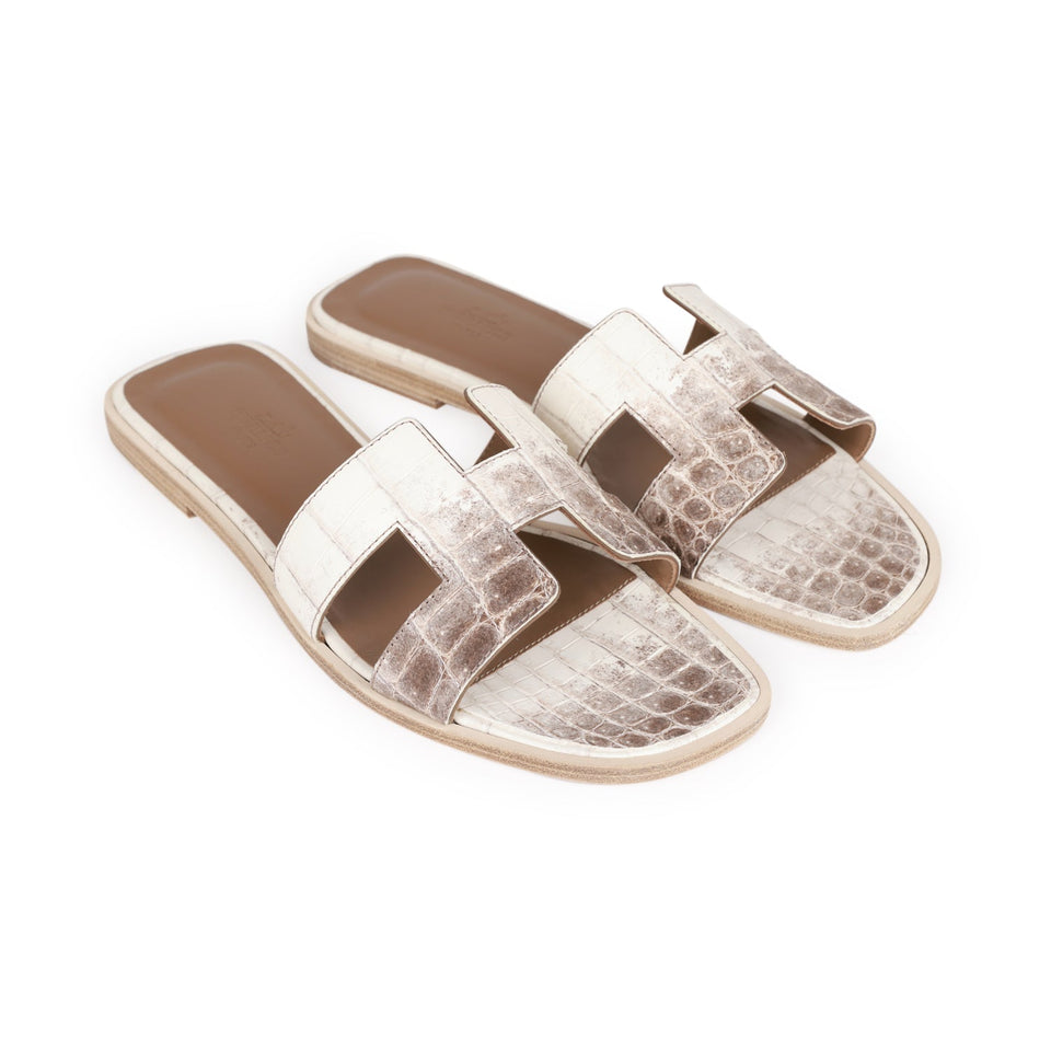 Hermes Oran Sandals Himalaya Niloticus Crocodile 38