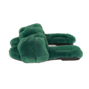 Hermes Oran Sandals Vert Anglais Shearling 37