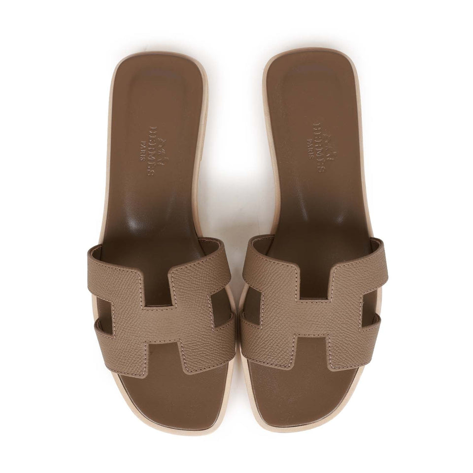 Hermes Oran Sandals Etoupe Epsom 35