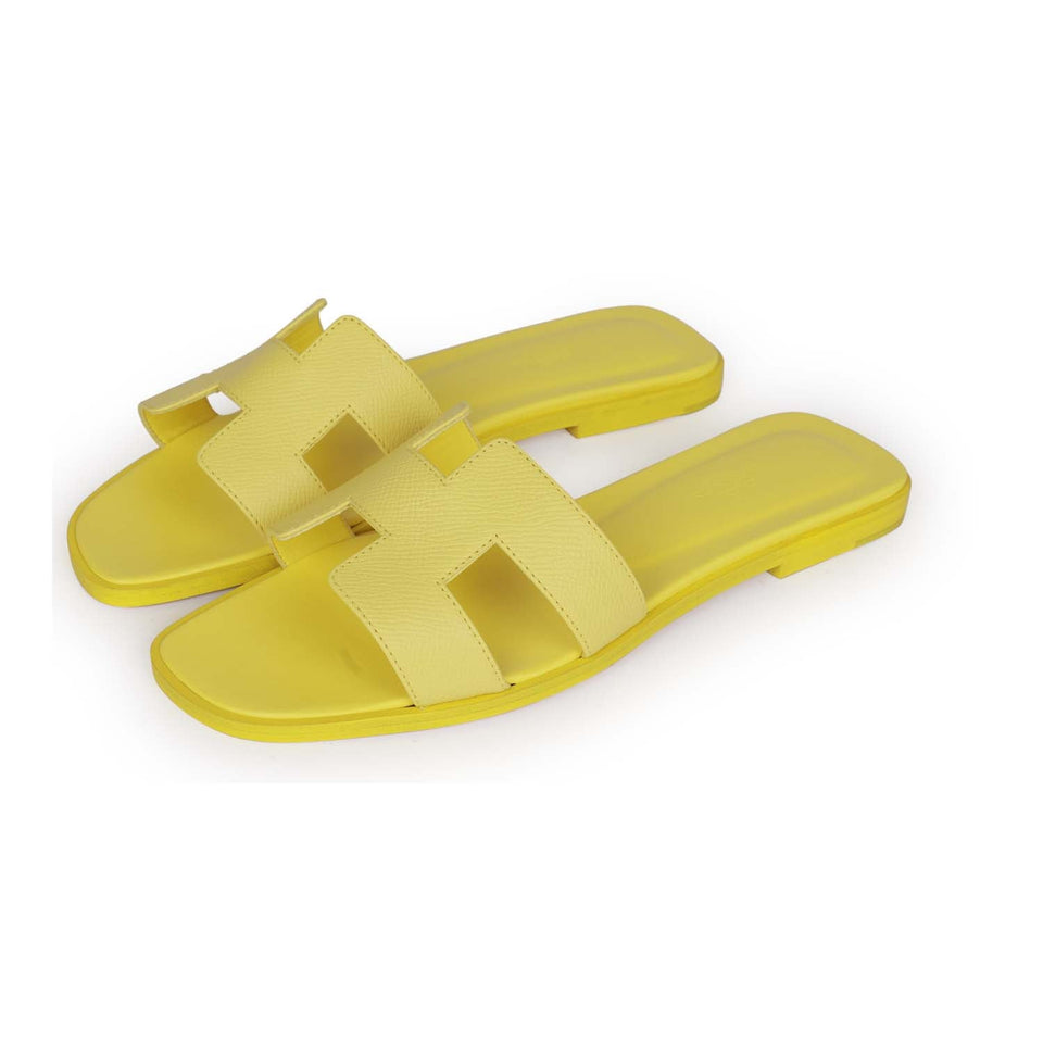 Hermes Oran Sandals Lime Epsom 38