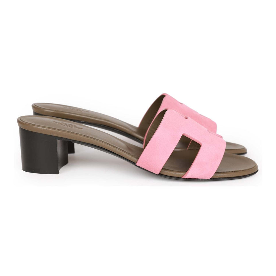 Hermes Oasis Sandals Rose Suede 36.5