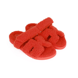 Hermes Chypre Techno Sandals Orange Woolskin 37.5