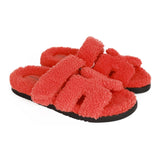 Hermes Chypre Techno Sandals Orange Woolskin 37.5