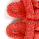 Hermes Chypre Techno Sandals Orange Woolskin 37.5