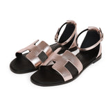 Hermes Santorini Sandals Metallic Pink 37