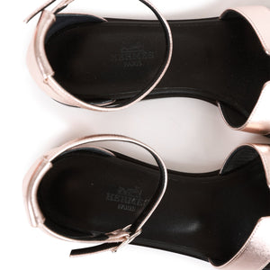 Hermes Santorini Sandals Metallic Pink 37