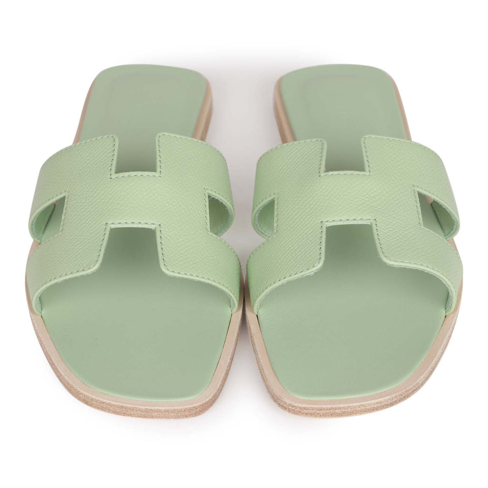 Hermes Oran Sandals Vert Jade Epsom 39.5 EU