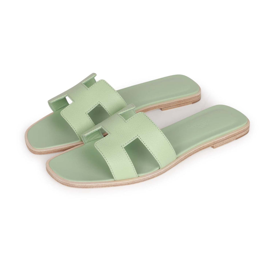 Hermes Oran Sandals Vert Jade Epsom 39.5 EU