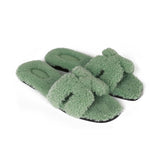 Hermes Oran Sandal Vert D'eau Shearling 38.5