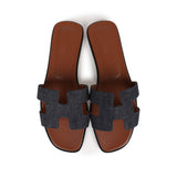 Hermes Oran Sandals Bleu Brut Denim 38 EU