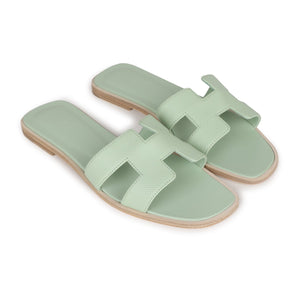 Hermes Oran Sandals Vert Jade Epsom 38 EU