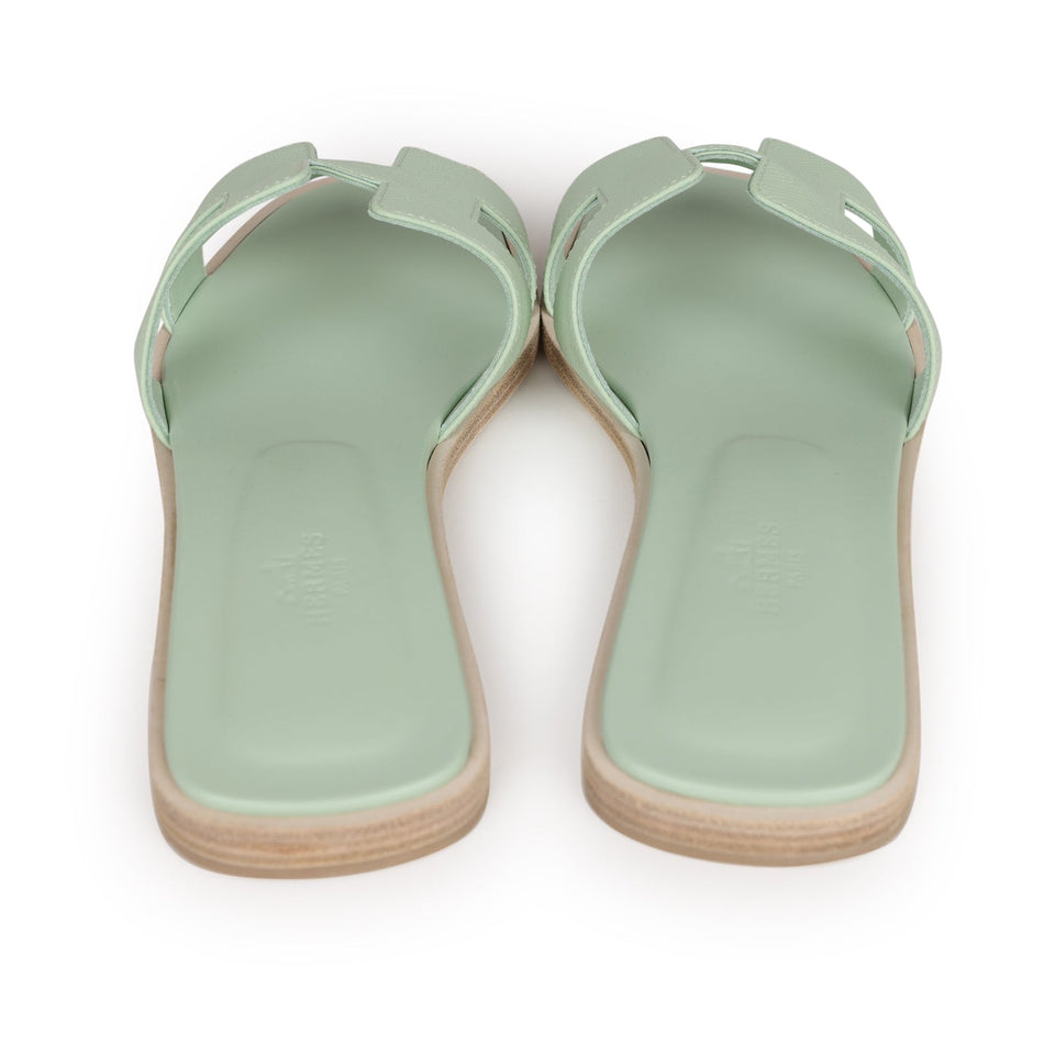 Hermes Oran Sandals Vert Jade Epsom 38 EU