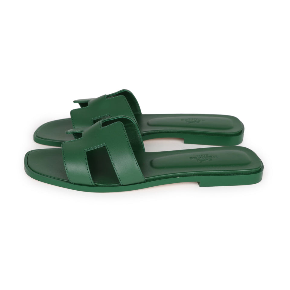 Hermes Oran Sandal Vert Electrique Calfskin 38 EU