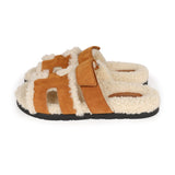 Hermes Chypre Teddy Sandals Kraft Suede 38 EU