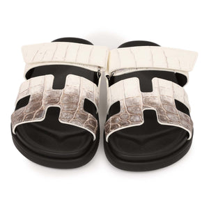 Hermes Chypre Sandals Himalaya Matte Crocodile Palladium Hardware 38