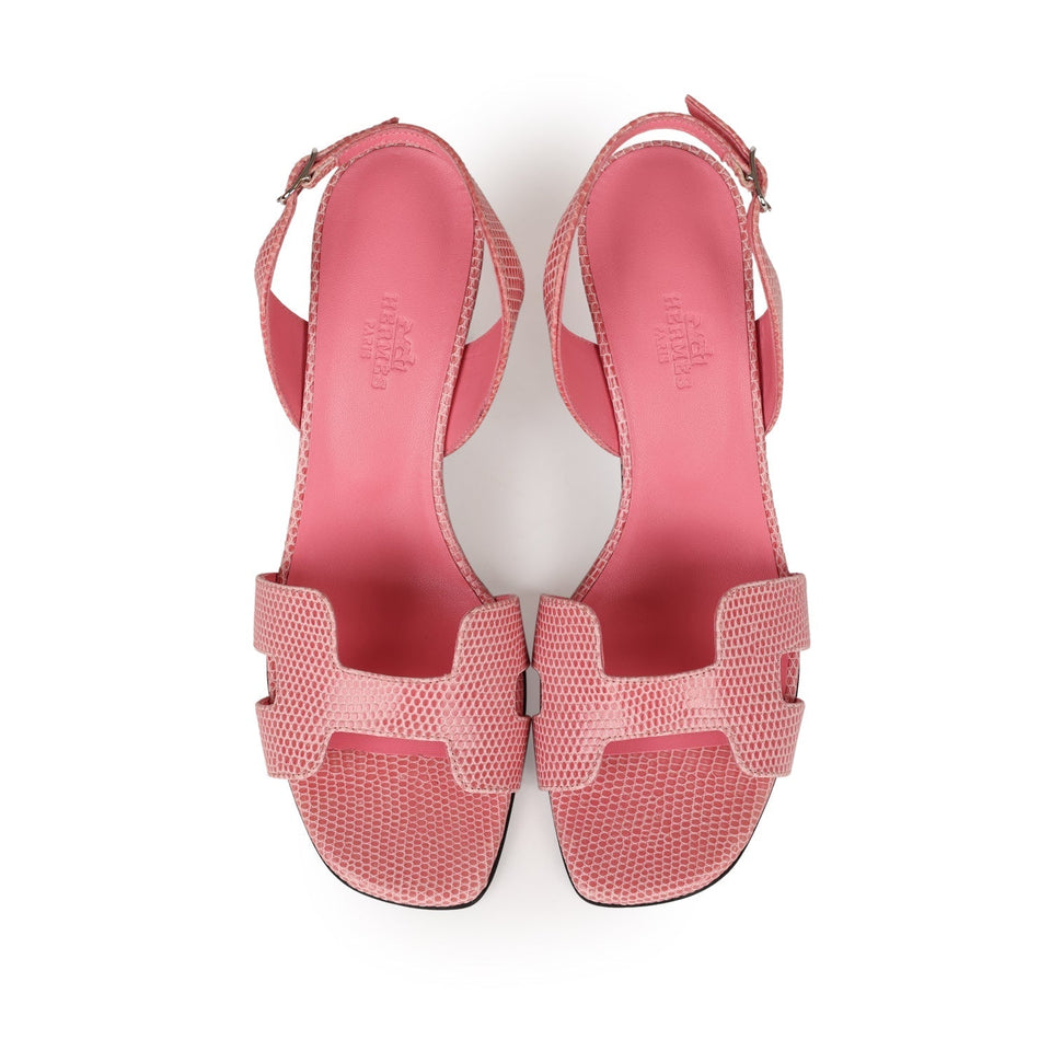 Hermes Eternite 80 Sandal Rose Jaipur Lizard Palladium Hardware 37 EU