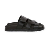 Hermes Chypre Techno Sandals Black Calfskin Palladium Hardware 35