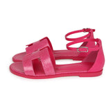 Hermes Santorini Sandals Rose Flash Lizard Palladium Hardware 36