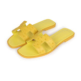 Hermes Oran Sandals Jaune Curcuma Ostrich 37