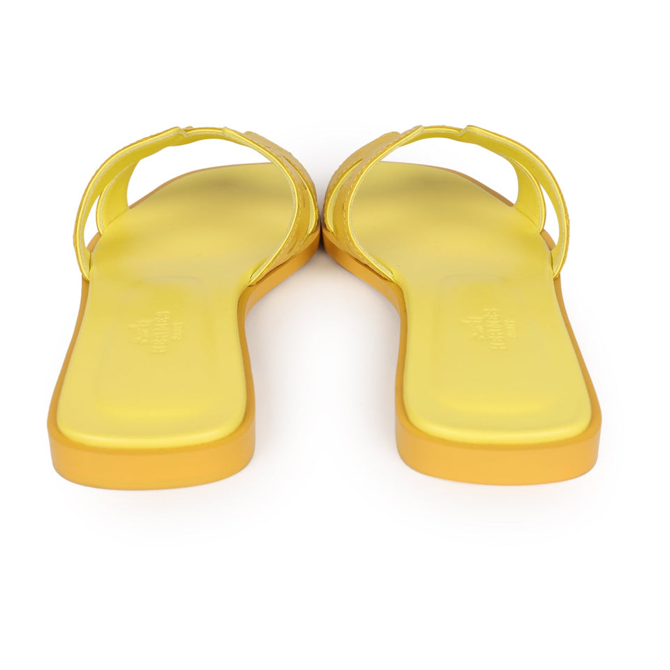 Hermes Oran Sandals Jaune Curcuma Ostrich 37