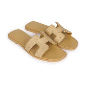 Hermes Oran Sandals Beige Crin Ostrich 37