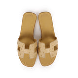 Hermes Oran Sandals Beige Crin Ostrich 37