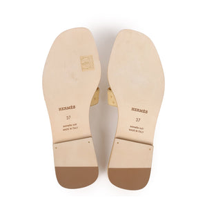 Hermes Oran Sandals Beige Crin Ostrich 37