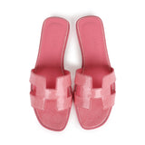 Hermes Oran Sandals Rose Jaipur Lizard 37