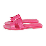 Hermes Oran Sandals Rose Flash Lizard 37