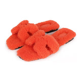 Hermes Oran Sandal Orange Shearling 38